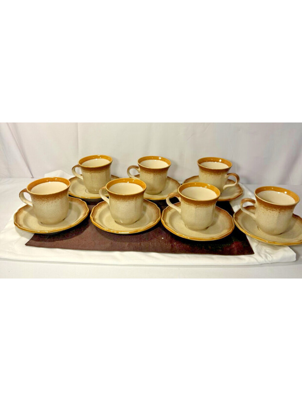 Mikasa Whole Wheat Set of 7 Cups & Saucers E8000 Made in Japan